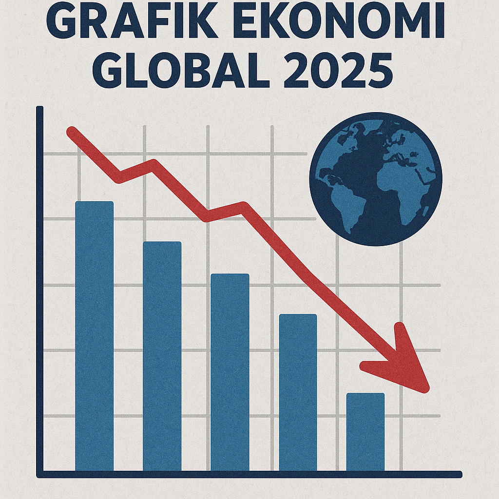 Grafik ekonomi global 2025 dengan tren pertumbuhan menurun